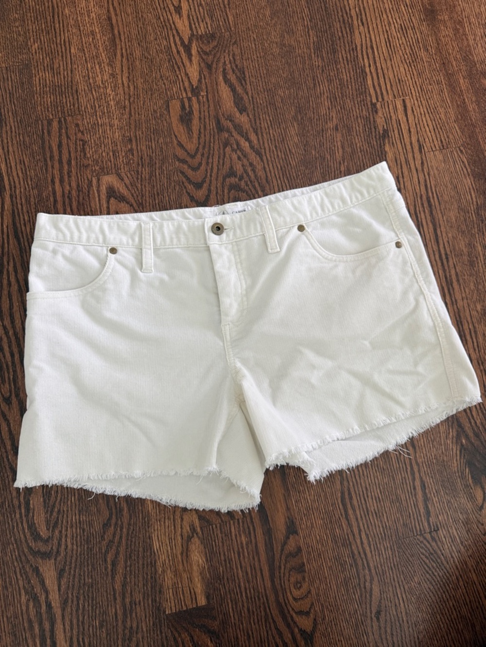 White Frayed Hem corduroy Women’s Shorts